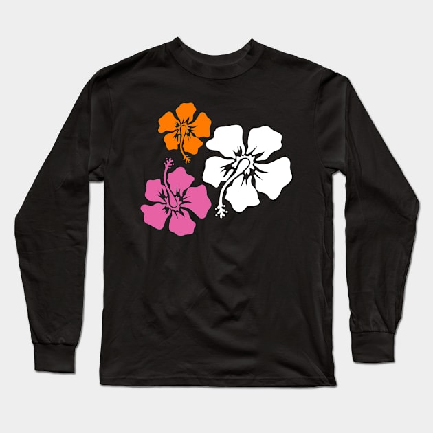 black Hibiscus Pattern Long Sleeve T-Shirt by faiiryliite